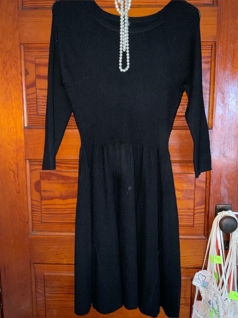 Black ribbed knit dress